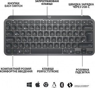 Logitech MX Keys Mini Illuminated Graphite (920-010498) 390777 фото